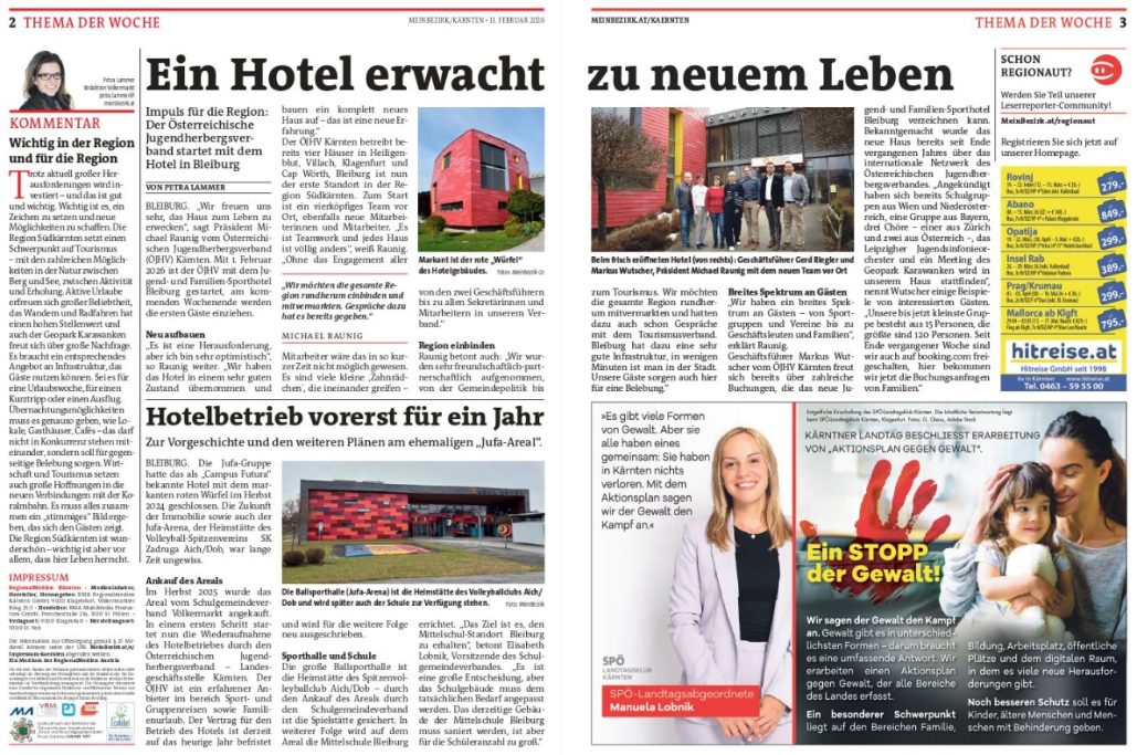 "Ein Hotel erwacht zu neuem Leben", Mein Bezirk, 11.2.26 "Ein Hotel erwacht zu neuem Leben", Mein Bezirk Region Völkermarkt, 11. Februar 2026